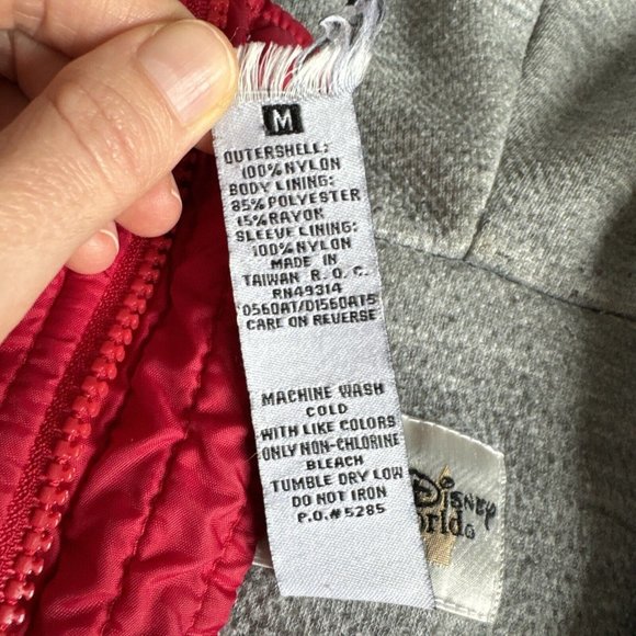 Vintage Walt Disney World Red Mickey Mouse Embroidered Hooded Jacket Medium - Picture 4 of 16